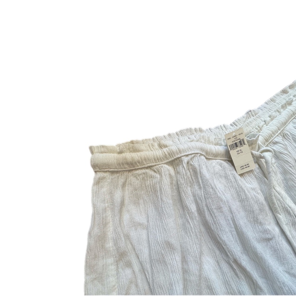 Aerie Sleep Shorts Womens XL White NEW Lace Trim Crinkle Gauze Drawstring 1818 - Picture 3 of 8